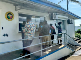 Voters in Port Vila line up at the Vanuatu Electoral Commission