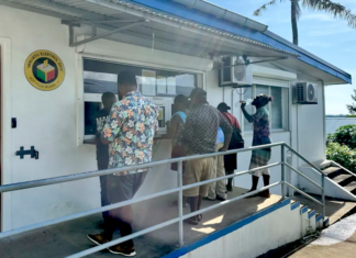 Voters in Port Vila line up at the Vanuatu Electoral Commission