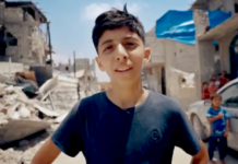 Abdullah Al-Yazouri, the 13-year-old boy who acts as narrator