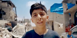 Abdullah Al-Yazouri, the 13-year-old boy who acts as narrator