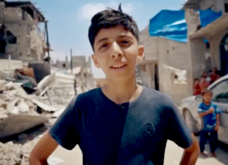 Abdullah Al-Yazouri, the 13-year-old boy who acts as narrator