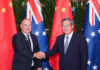 Chinese Premier Li Qiang meets with Cook Islands Prime Minister Mark Brown (left) in Harbin