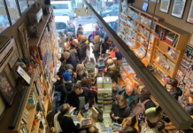 The Educational Bookshop in East Jerusalem is full with shoppers