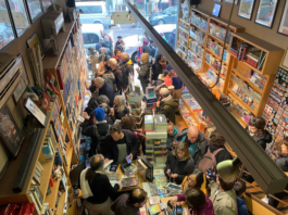 The Educational Bookshop in East Jerusalem is full with shoppers