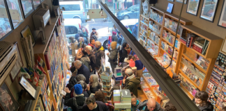 The Educational Bookshop in East Jerusalem is full with shoppers