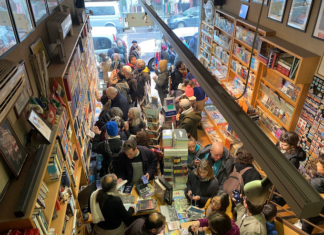 The Educational Bookshop in East Jerusalem is full with shoppers