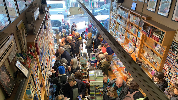 The Educational Bookshop in East Jerusalem is full with shoppers