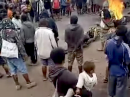 Relatives and supporters protest outside Goroka