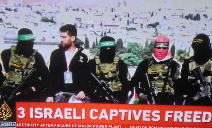 Three Israeli captives held by the Palestinian resistance groups were freed yesterday