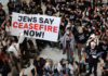 Independent Jewish protesters take part in a rally for a permanent ceasefire and peace in Gaza