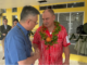 Cook Islands Prime Minister Mark Brown with China's Ambassador to the Pacific Qian Bo
