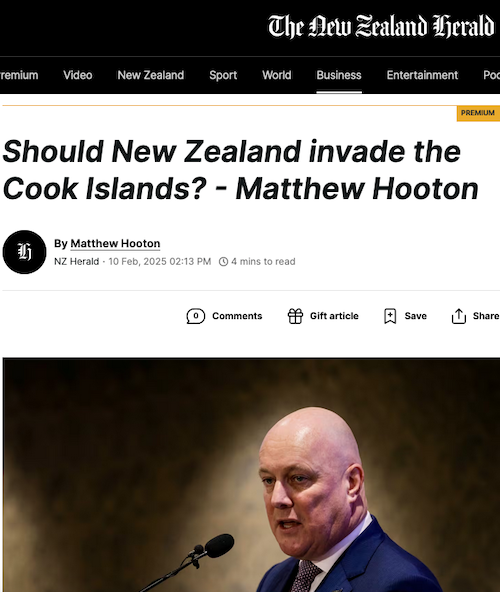 "Should New Zealand invade the Cook islands?"