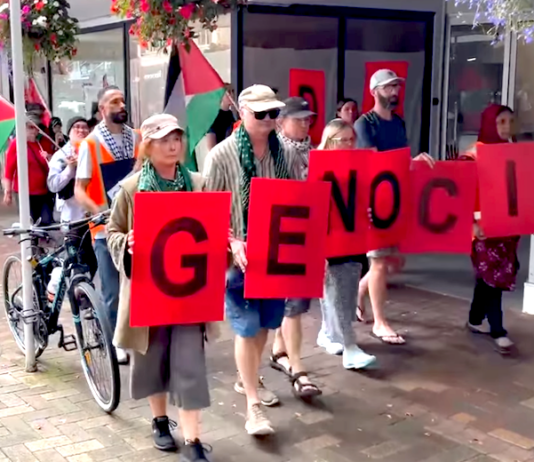 Protesters against Israeli genocide in Nelson today