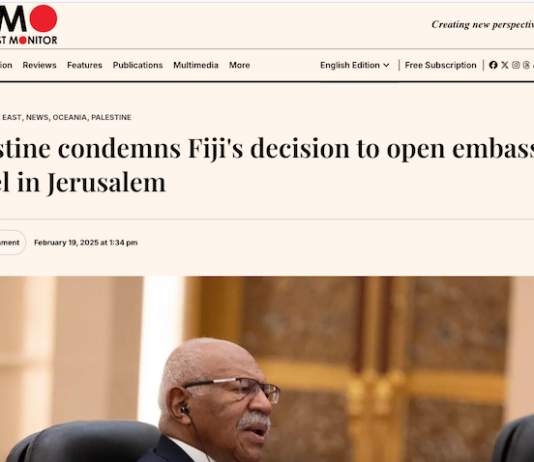 Fij's planned Jerusalem move . . . illegal under international law