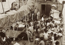 Rongelap Islanders on board the Rainbow Warrior bound for Mejatto in May 1985