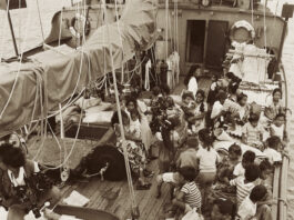 Rongelap Islanders on board the Rainbow Warrior bound for Mejatto in May 1985