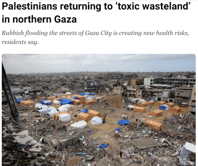 "Toxic wasteland" in Jabalia, Gaza