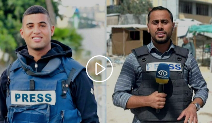 The two latest journalists killed by Israeli occupation forces in Gaza . . . Al Jazeera’s Hossam Shabat (left) and Mohammad Mansour 