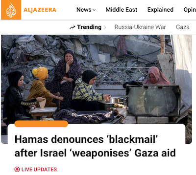 Hamas denounces blackmail headline on Al Jazeera news