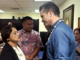 Guam Governor Lou Leon Guerrero (left) exchanges greetings with US Secretary of Defence Pete Hegseth