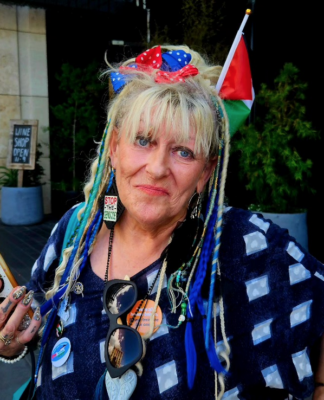 Jax Taylor of Waiheke Island, one of the New Zealand protesters reciting poetry