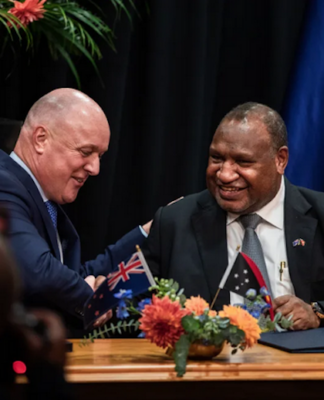 NZ Prime Minister Christopher Luxon (left) and Papua New Guinea's James Marape