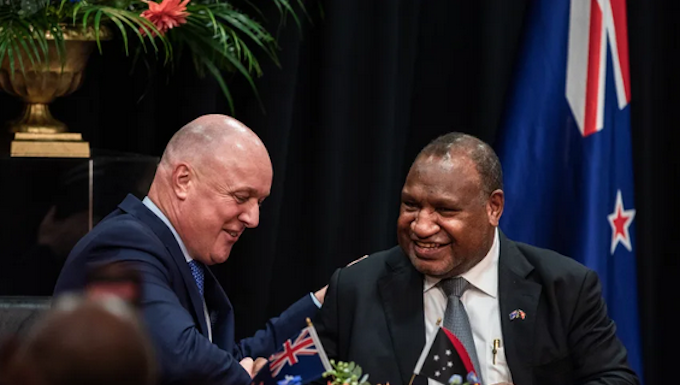 NZ Prime Minister Christopher Luxon (left) and Papua New Guinea's James Marape