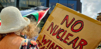 A "No Nuclear Winter" placard at a pro-Palestine rally in Auckland at the weekend