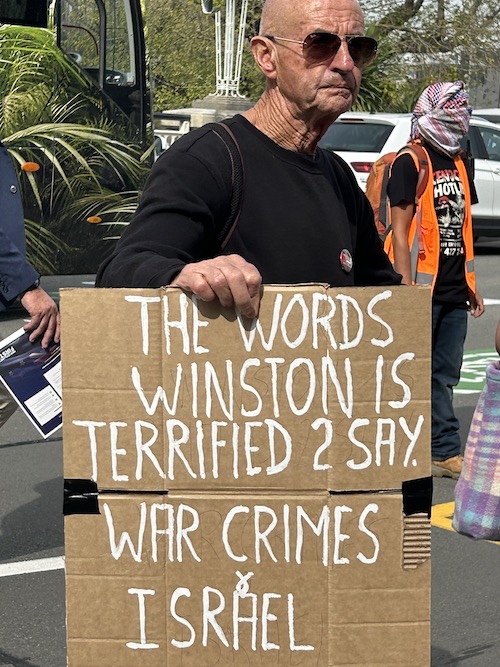 "The words Winston is terrified to say . . . " poster