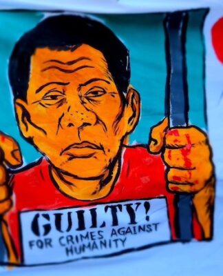 "Guilty" . . . Filipino protesters in New Zealand at the Black Friday vigil had no doubts on the accountability and fate of former President Rodrigo Duterte