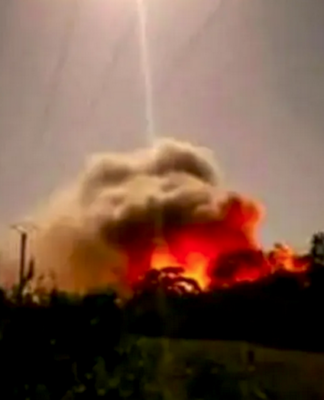 A sandalwood oil factory in flames on Maré Island