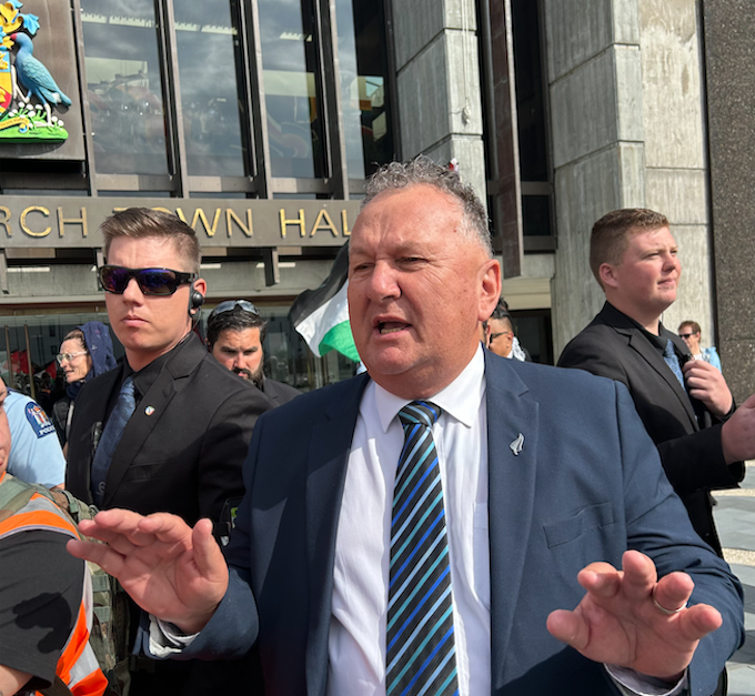 New Zealand First MP Shane Jones marched out of the Town Hall