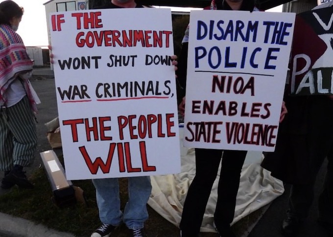 Placards at yesterday's NIOA protest