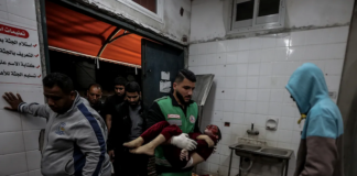 The morgue of the Al-Aqsa Martyrs Hospital in Deir Al Balah, Gaza