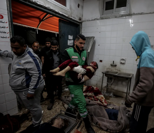 The morgue of the Al-Aqsa Martyrs Hospital in Deir Al Balah, Gaza