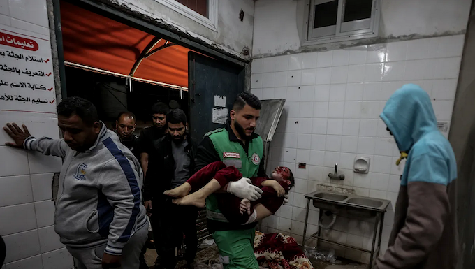 The morgue of the Al-Aqsa Martyrs Hospital in Deir Al Balah, Gaza