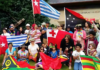 Participants at a Pacific Islands Festival in Europe show their support for the Free West Papua campaign