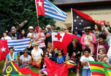 Participants at a Pacific Islands Festival in Europe show their support for the Free West Papua campaign