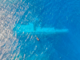 UAS footage of RNZN divers surveying the area around HMNZS Manawanui on the Southern Coast of Upulo as part of Operation Resolution