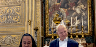 Sister Susana Vaifale and parishioner Michael Muller at St Peter's Basilica