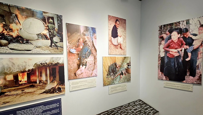 A My Lai massacre display in the Vietnam War Remnants Museum