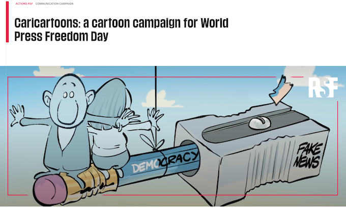 To mark World Press Freedom Day, 3 May, Europeans Without Borders (ESF), Cartooning for Peace and Reporters Without Borders (RSF) have joined forces for Caricartoons, a campaign celebrating press freedom