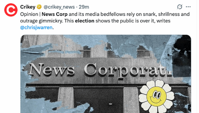 "News Corp and its media bedfellows rely on snark, shrillness and outrage gimmickry