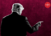 President Donald Trump's back turned