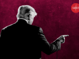 President Donald Trump's back turned