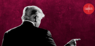 President Donald Trump's back turned