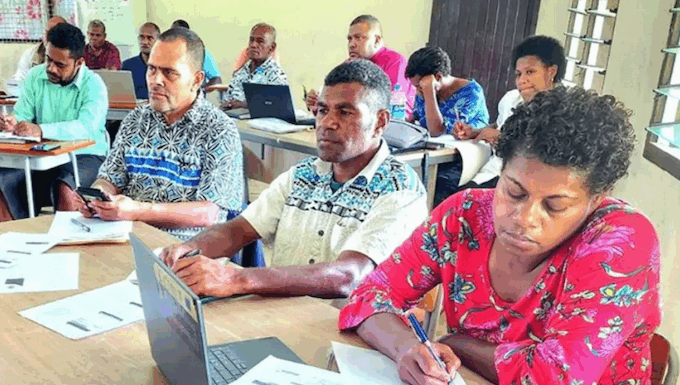 Fiji teachers from the Western Division at a training session at Ra High School