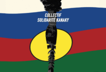 A poster highlighting the issue of political prisoners depicting the Kanak flag after the pro-independence unrest and riots