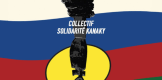 A poster highlighting the issue of political prisoners depicting the Kanak flag after the pro-independence unrest and riots