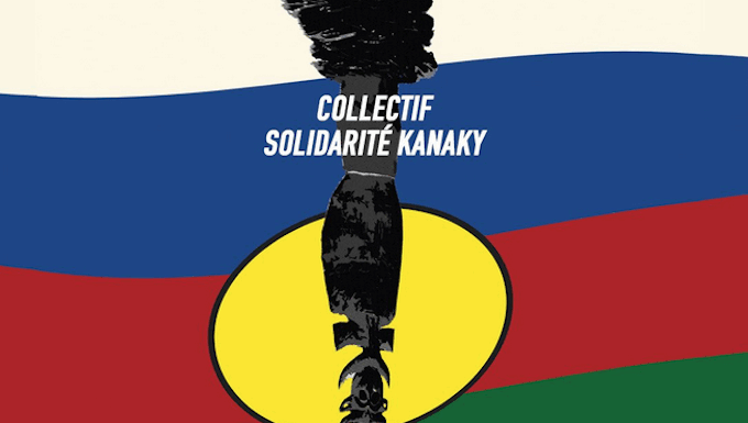 A poster highlighting the issue of political prisoners depicting the Kanak flag after the pro-independence unrest and riots